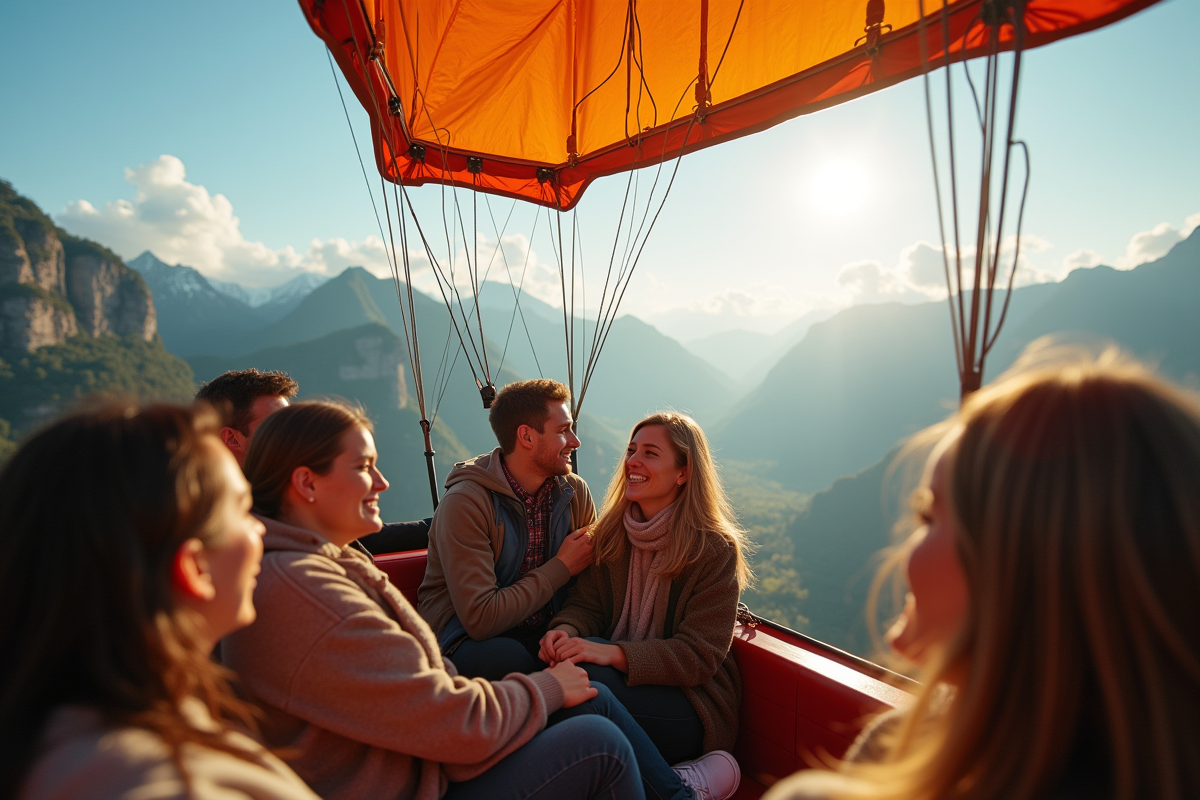 Groupe de passagers dans la nacelle d