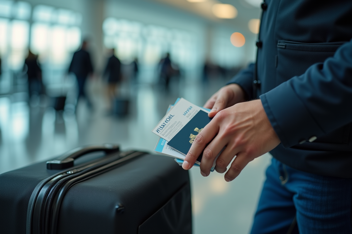 Main tenant un permis de conduire et un passeport près d