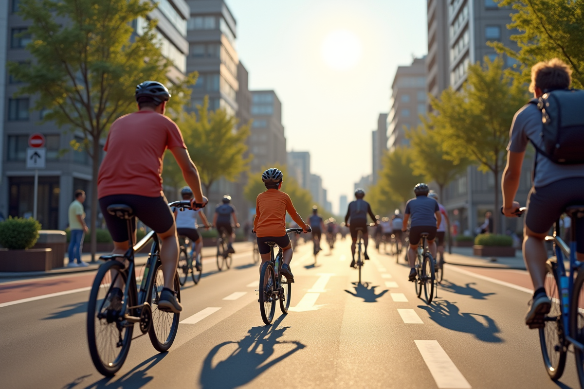 Rue urbaine européenne avec vélos et architecture moderne